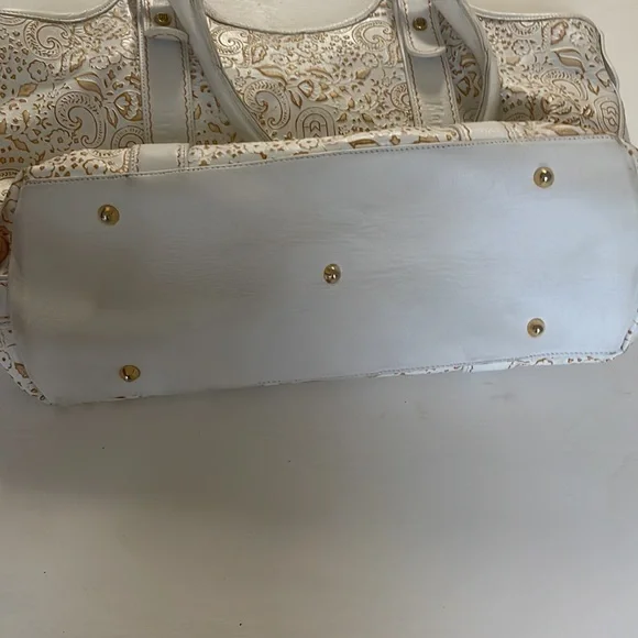 Marino Orlandi large imprinted white brown shoulder bag/ tote - Picture 11 of 16